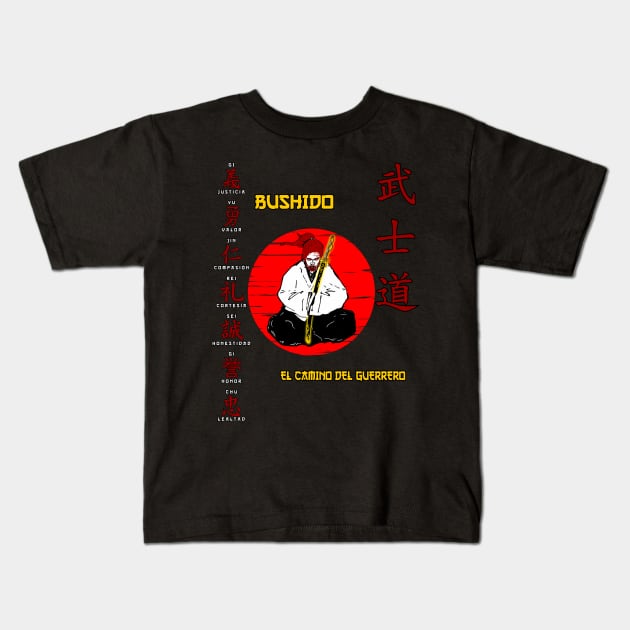 Bushido El Camino del Guerrero Kids T-Shirt by Korvus78